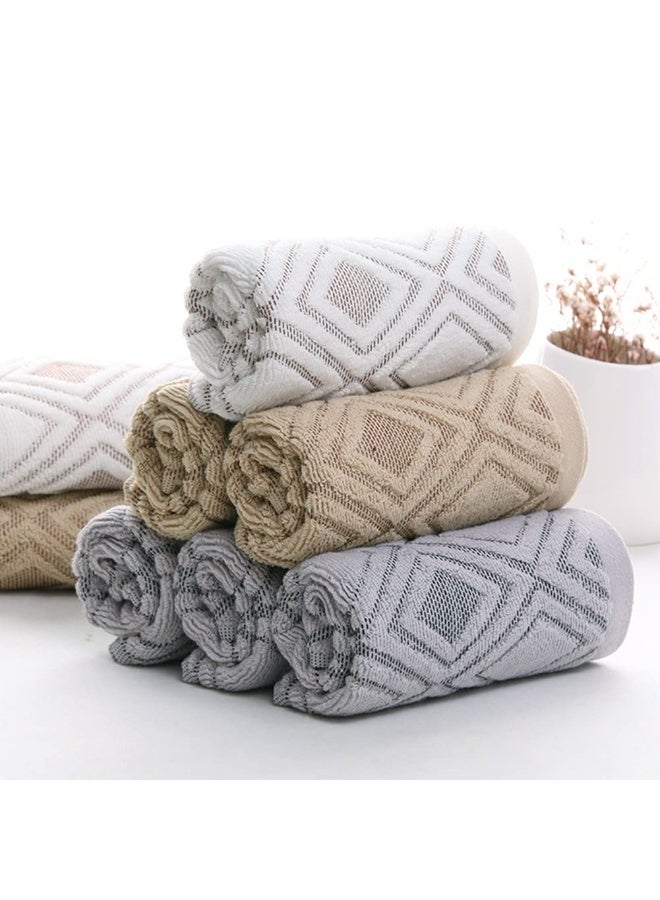 Pidada Hand Towels Set of 2 Diamond Pattern 100% Cotton Absorbent Soft Decorative Towel for Bathroom (Beige Brown) - Image 4